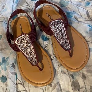 Torrid elastic Tstrap sandals with embellishments in size 9.5